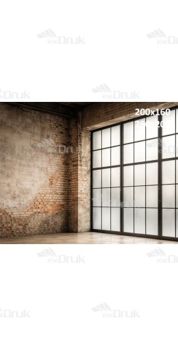 Tło fotograficzne „Loftowe wnętrze z ceglaną ścianą i panoramicznym oknem” | 3851